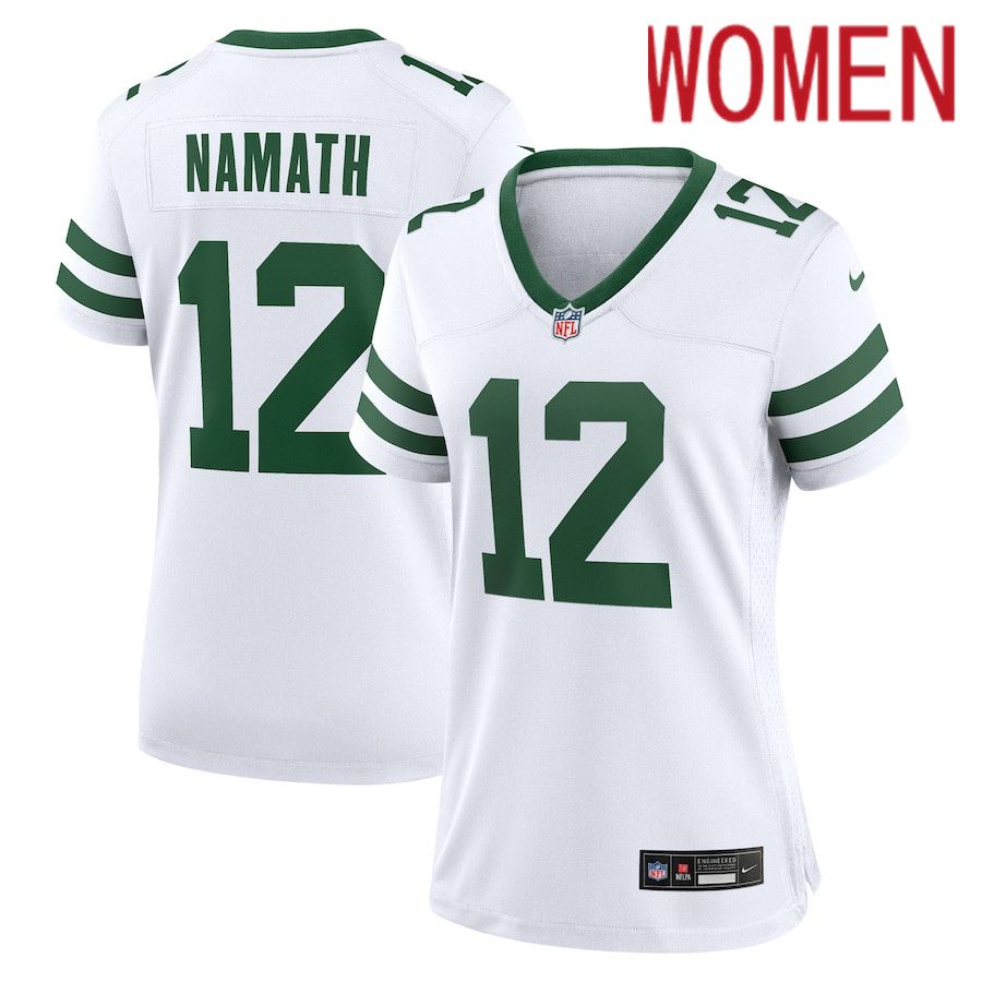 Women New York Jets #12 Joe Namath Nike White Legacy Retired Player Game NFL Jersey->new york jets->NFL Jersey